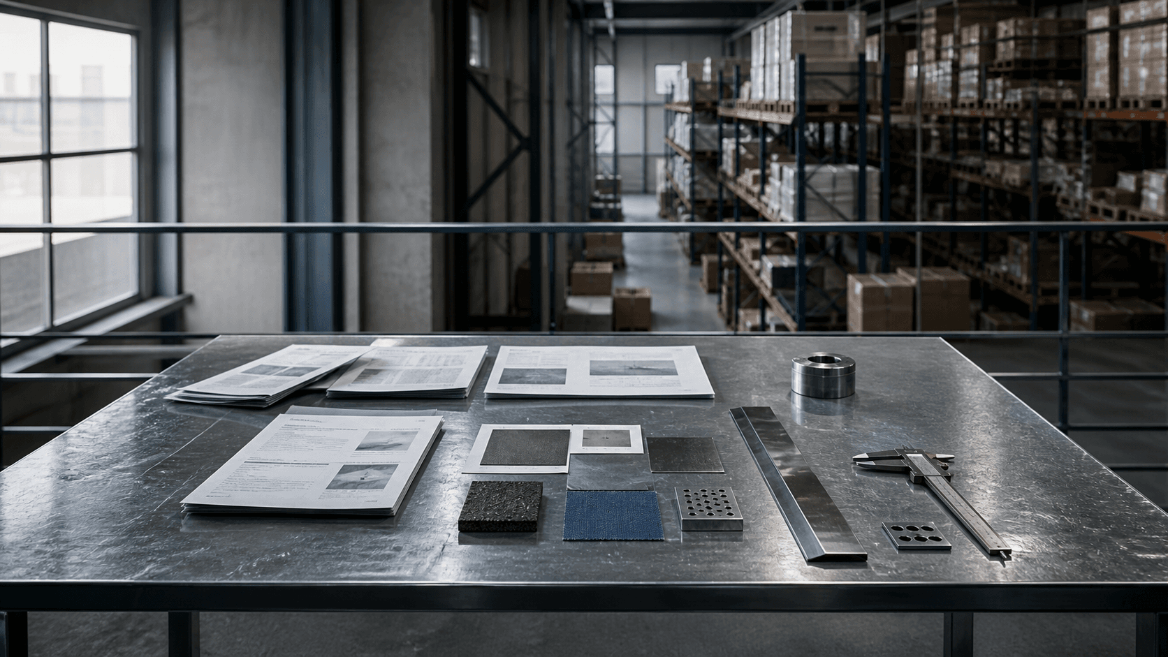 Operational evidence arranged for review above a wholesale warehouse